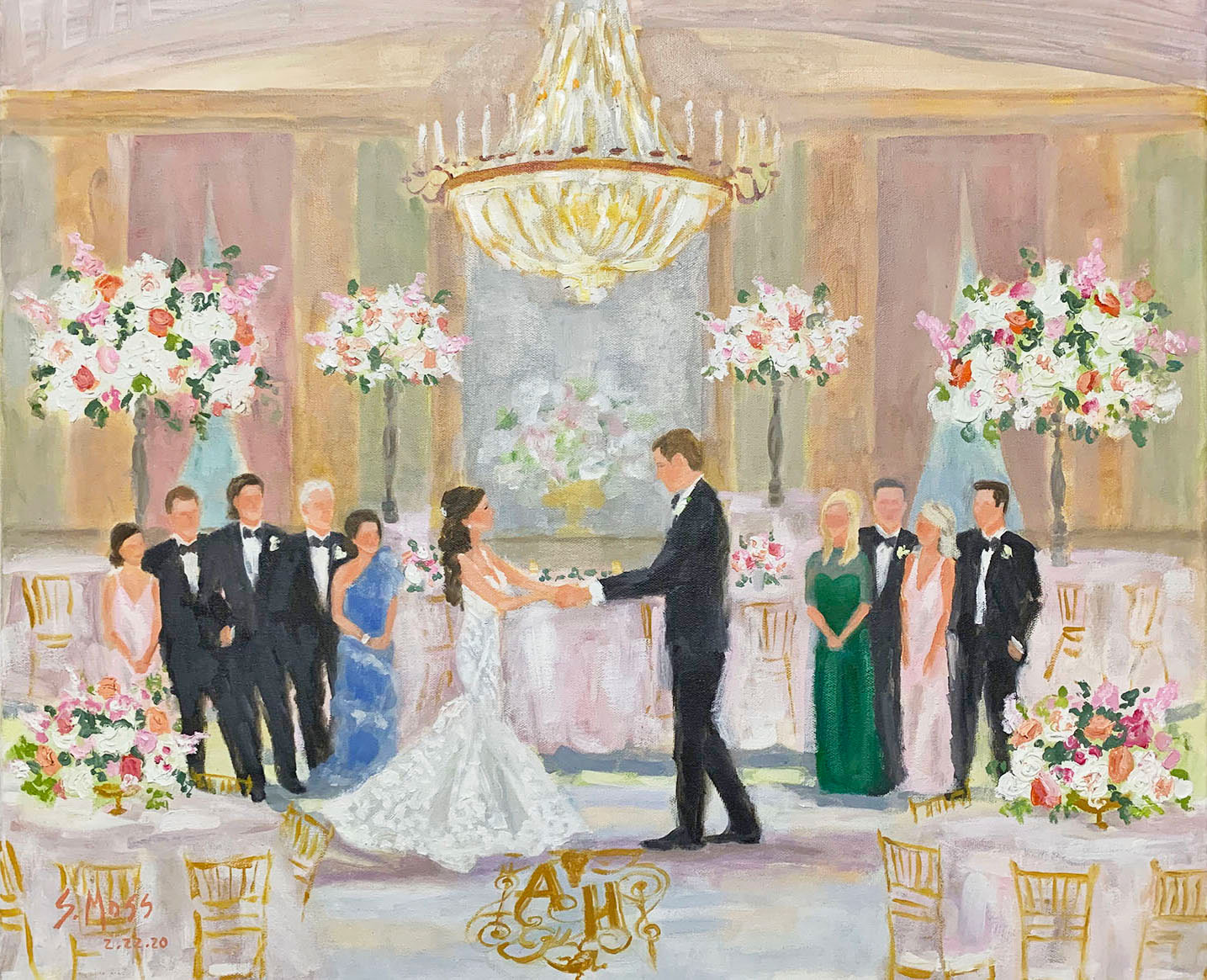 Wedding and Live Event Painting, Susan Moss Cooper, Dallas, Texas, Fort Worth, Texas, Fort Worth Club wedding painting.