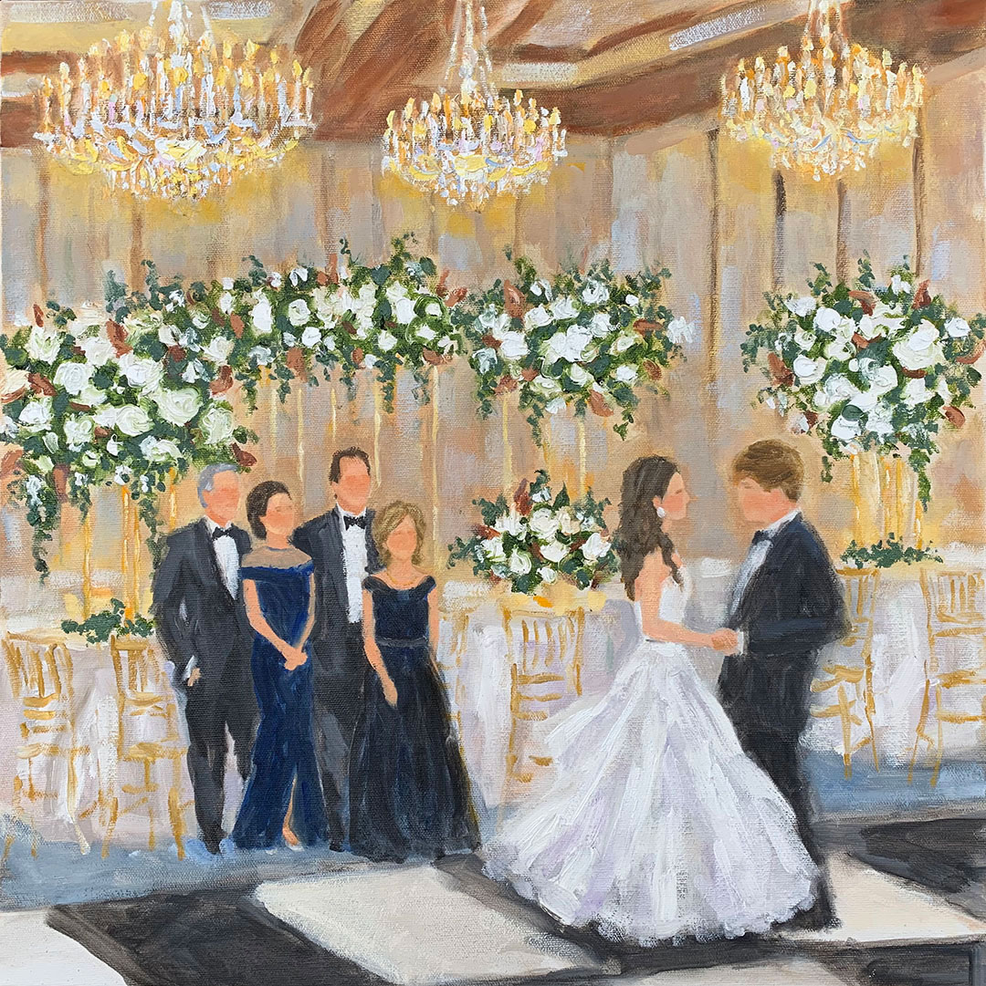 Dallas Country Club, first dance, wedding painting by Susan Moss Cooper, Texas, Dallas, Houston, Austin