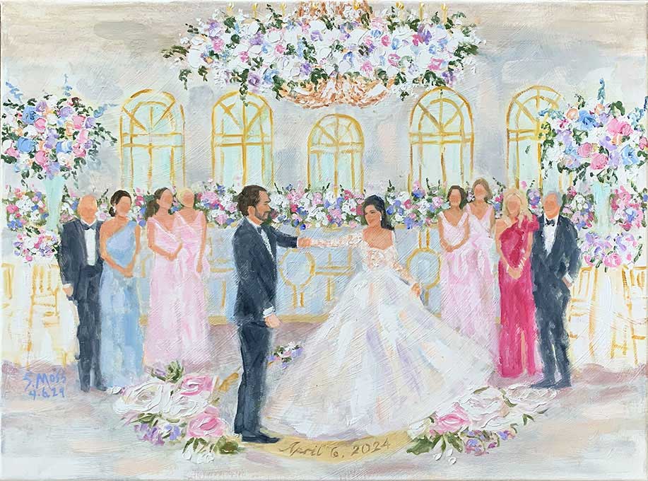 Live wedding painting at Brookhaven Country Club in Dallas by artist Susan Moss Cooper