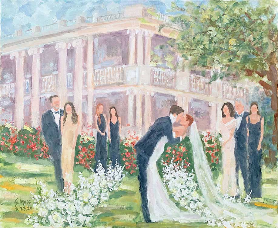 First kiss painting at historic Hotel Ella in Austin Texas by Susan Moss Cooper