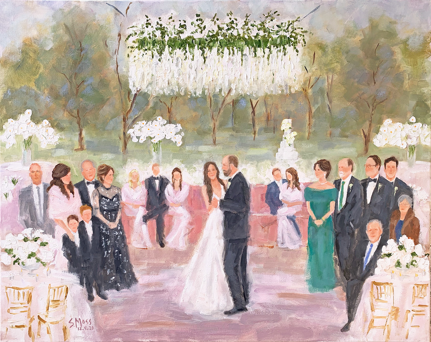 live event wedding painting of first dance by Susan Moss Cooper, Dallas, Texas