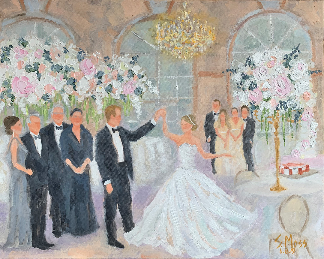 First Dance wedding painting, reception painting, Adolphus, Dallas, Texas