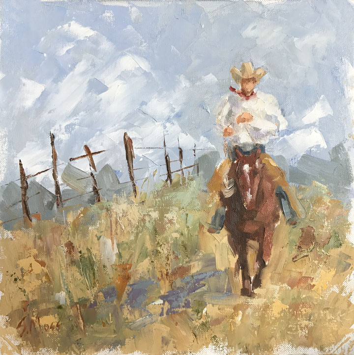 texas cowboy oil painting